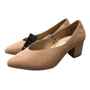 Torrid Pointed Toe Block Heel Pumps NWT Women's Sz 7.5WW Tan Faux Suede Classic